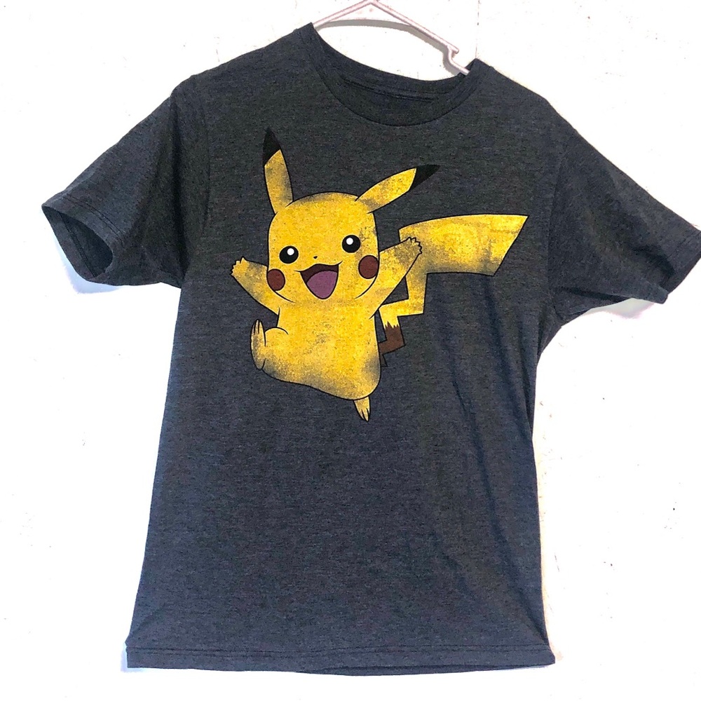 Pokemon Men's T-shirt Gray Size Smsll Short Sleeve Pikachu Graphic unisex teen